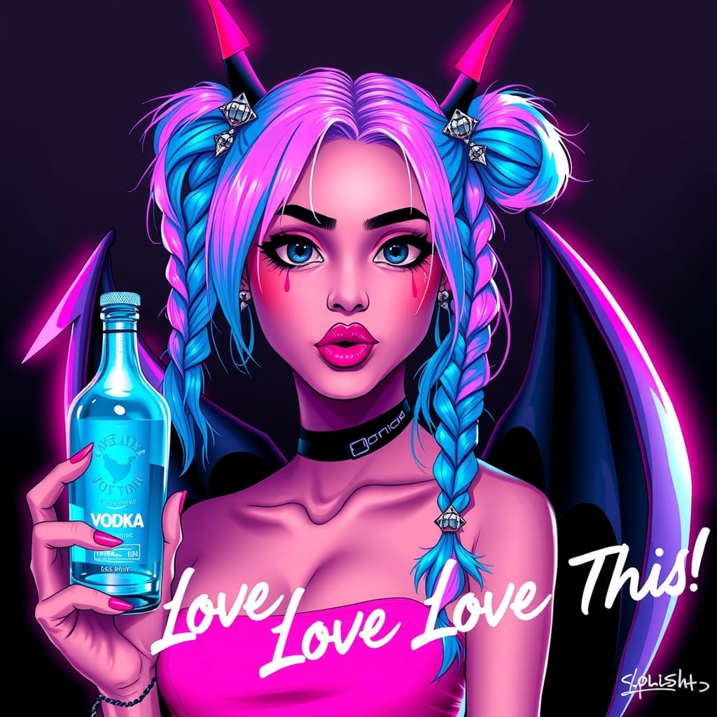 Chibi A young woman with a bold, edgy emo style and vibrant,...