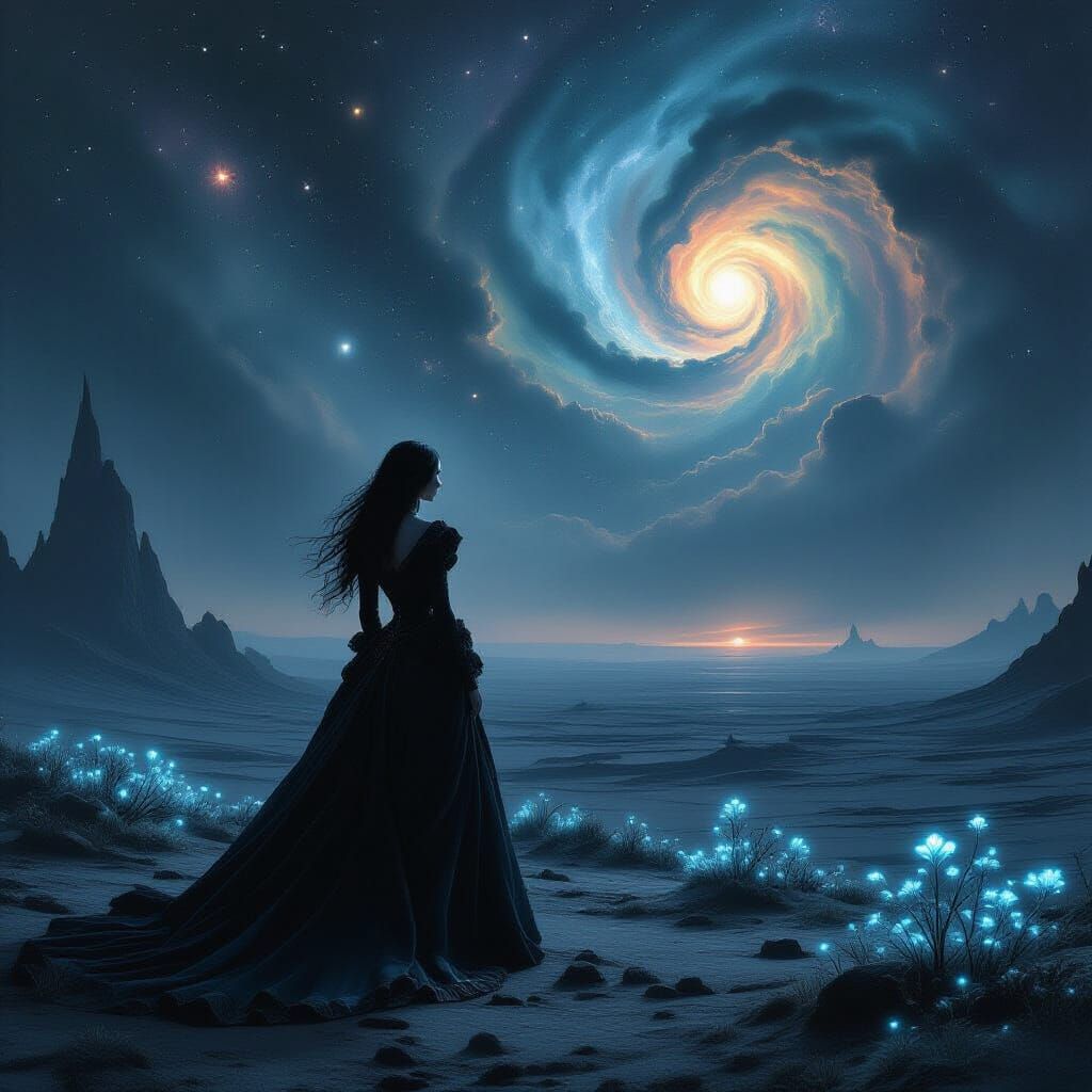 Gothic Woman on Alien World by Beksiński