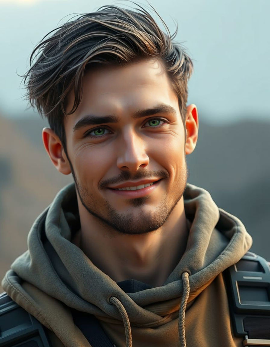 Cyberpunk Gentleman Portrait in Earth Tones