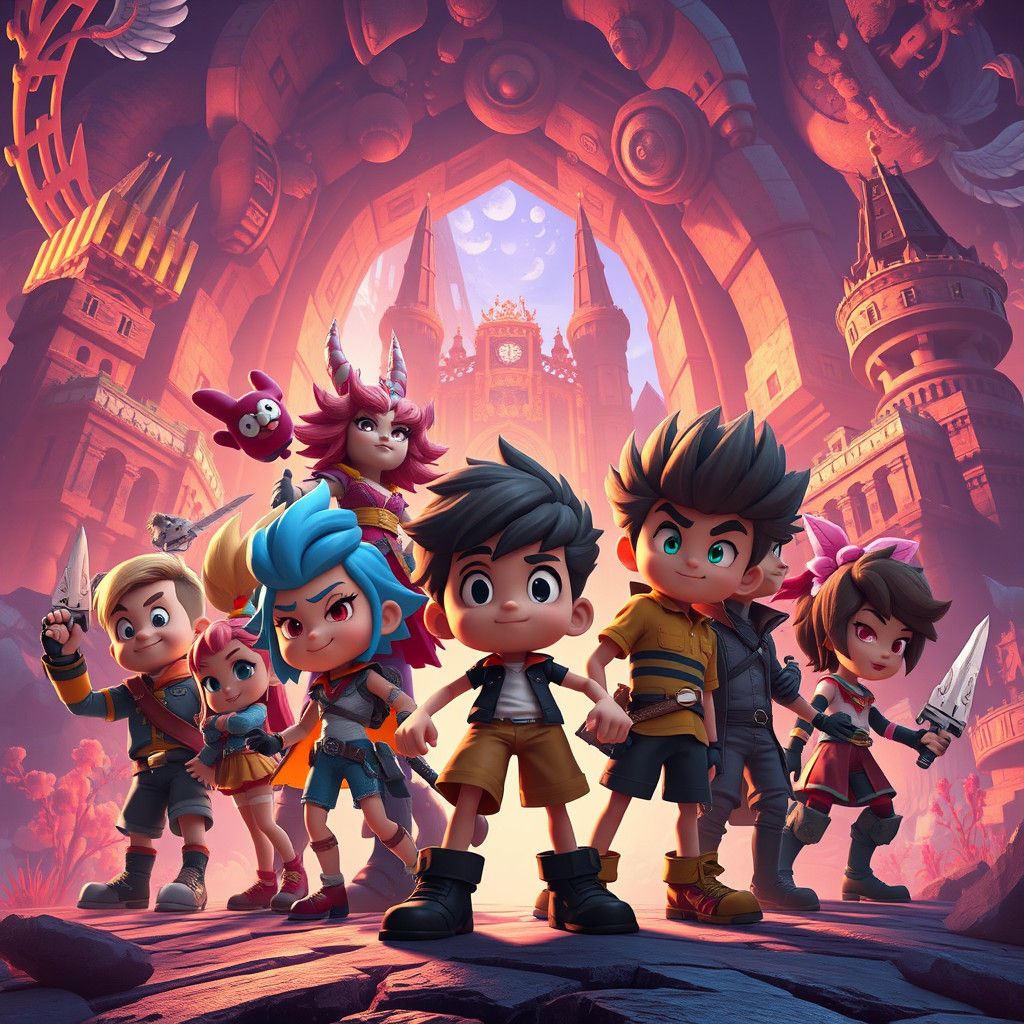 Dynamic Cartoon Characters in High-Fantasy Digital Art