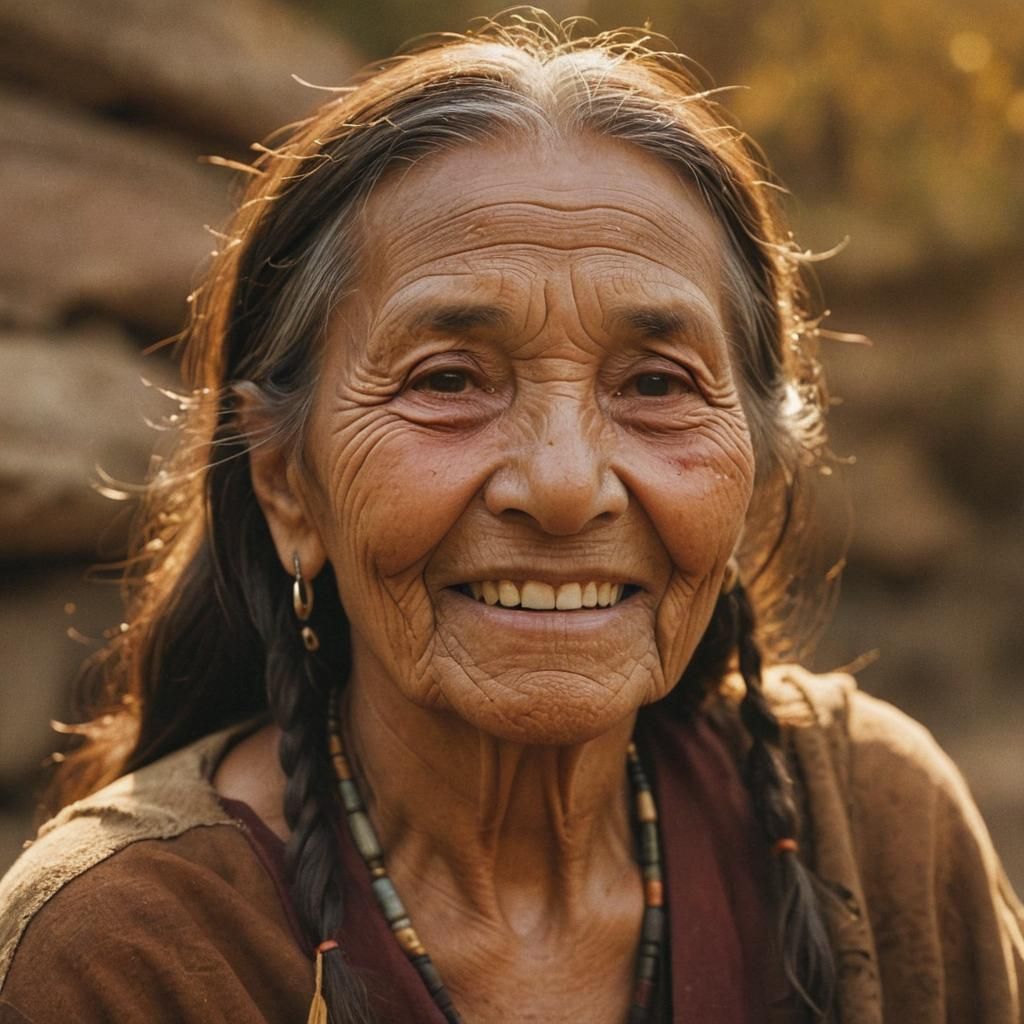 Native American Woman's Portrait in Earthy Tones