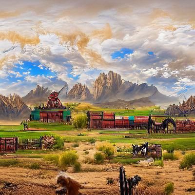 Detailed Wild West Scene in Hyperrealism