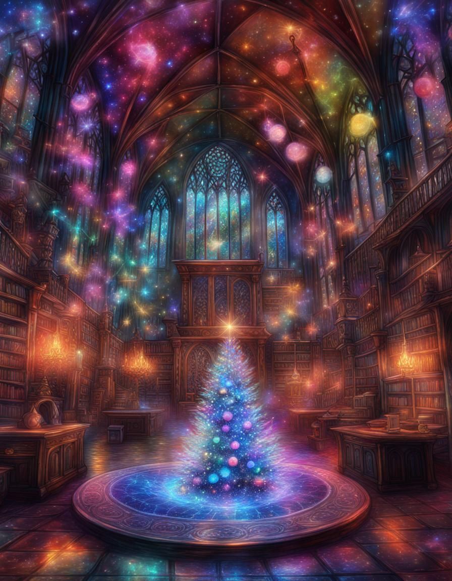 Hogwarts Christmas: Holographic Astral Illustration
