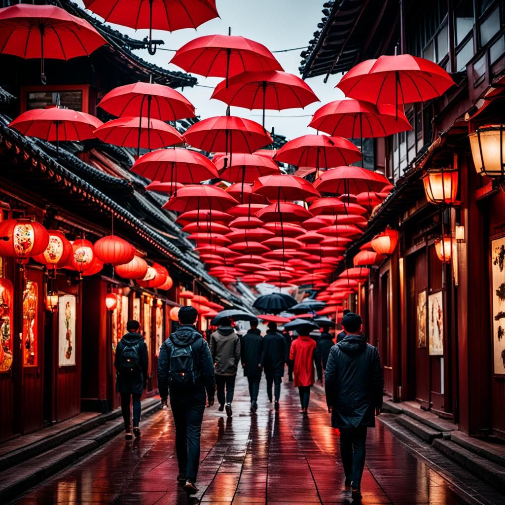 A Collection of Colorful Umbrellas