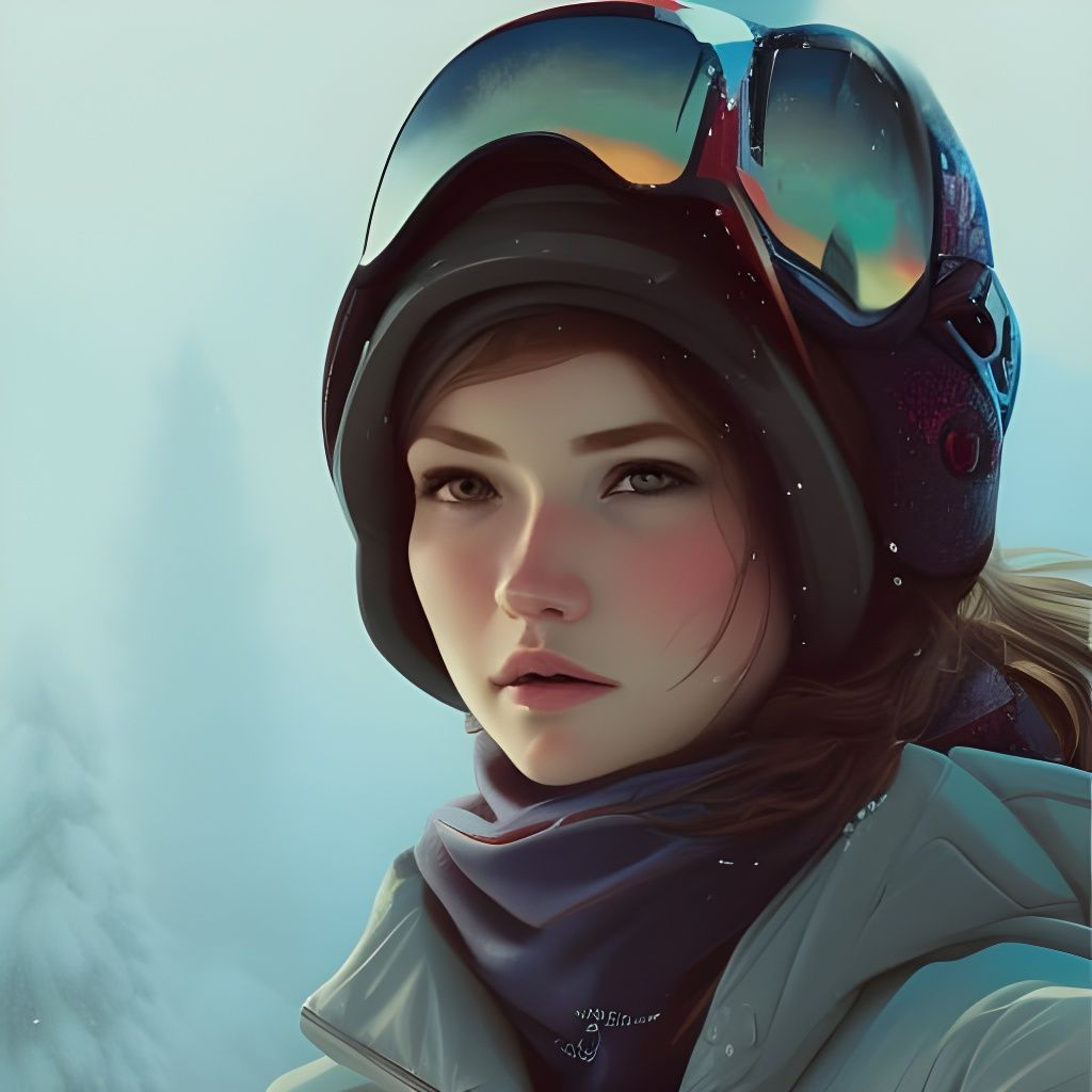 Detailed Snowboarding Girl Portrait in Artgerm Style
