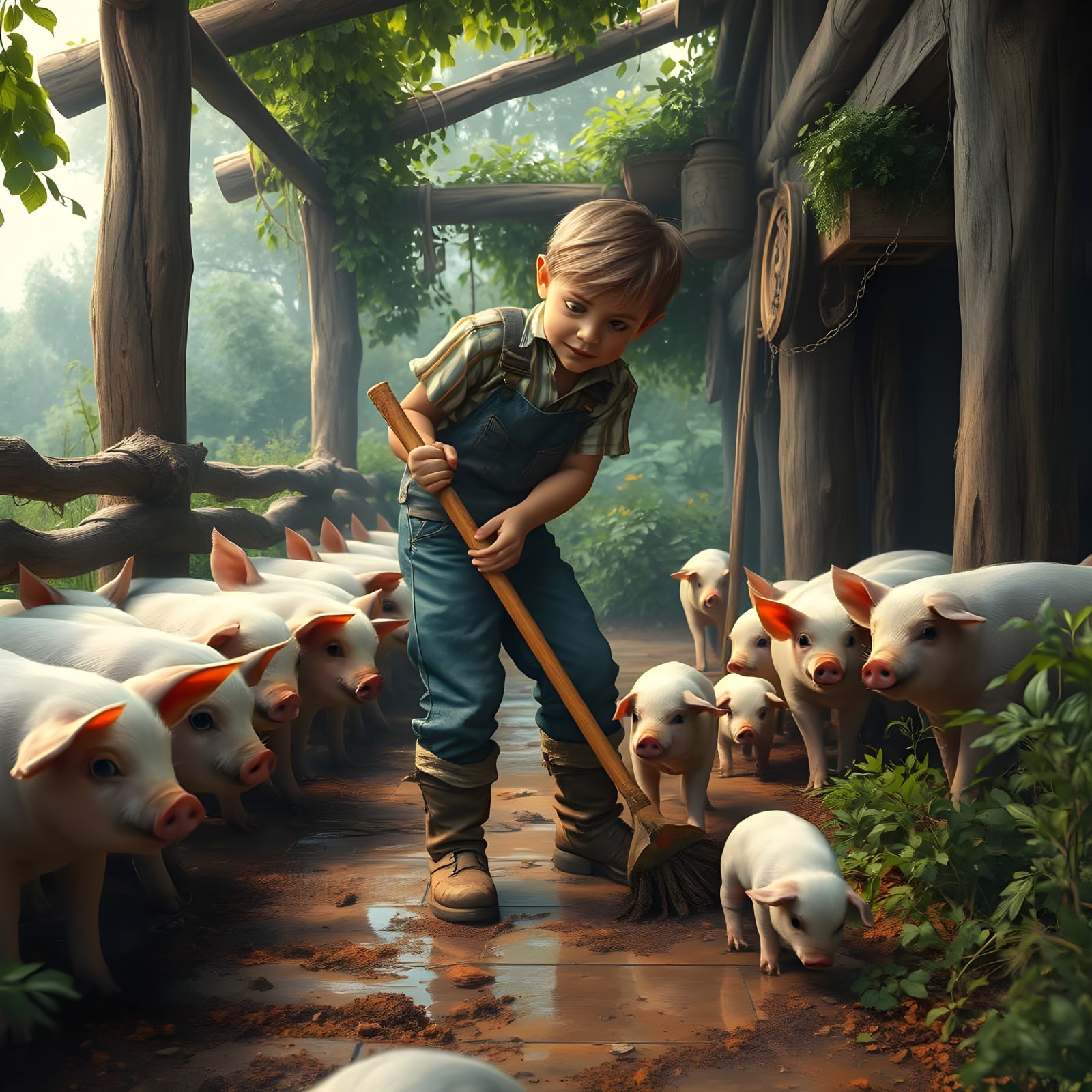 Whimsical Farm Scene in Vibrant Colors