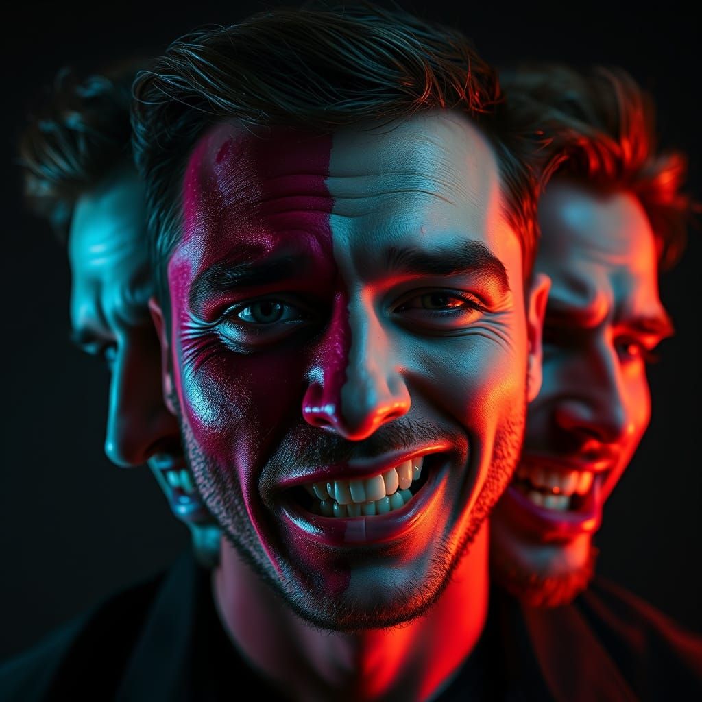Contrasting Emotions in Dystopian Neon Style