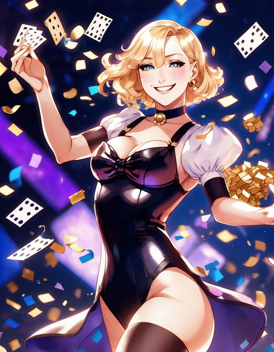 1930s Blonde Magician with Confetti, Anime Style