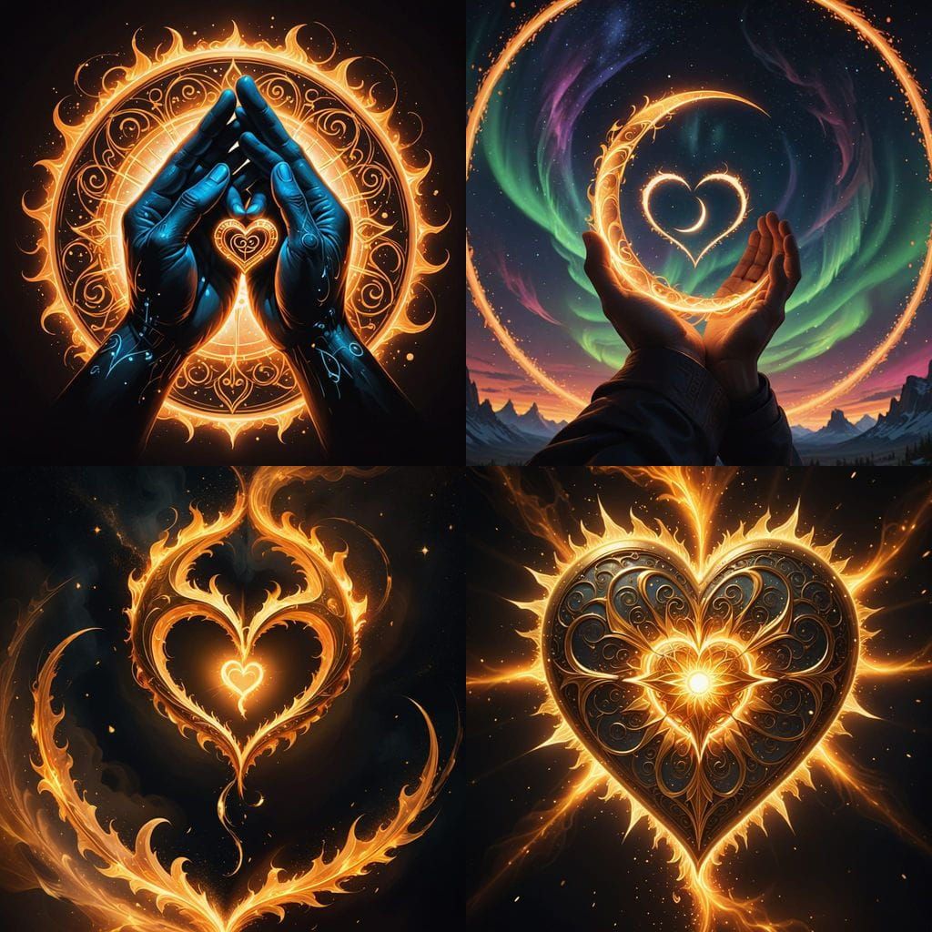 Soulmark: Intertwined Light and Flame Heart Design