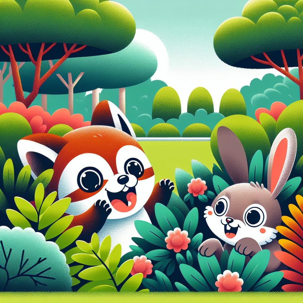 Evolved from “A cute anime Tanuki is playing with a cute ani...