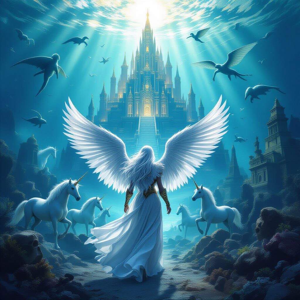 Surreal Lion Angel's Submarine Kingdom Journey