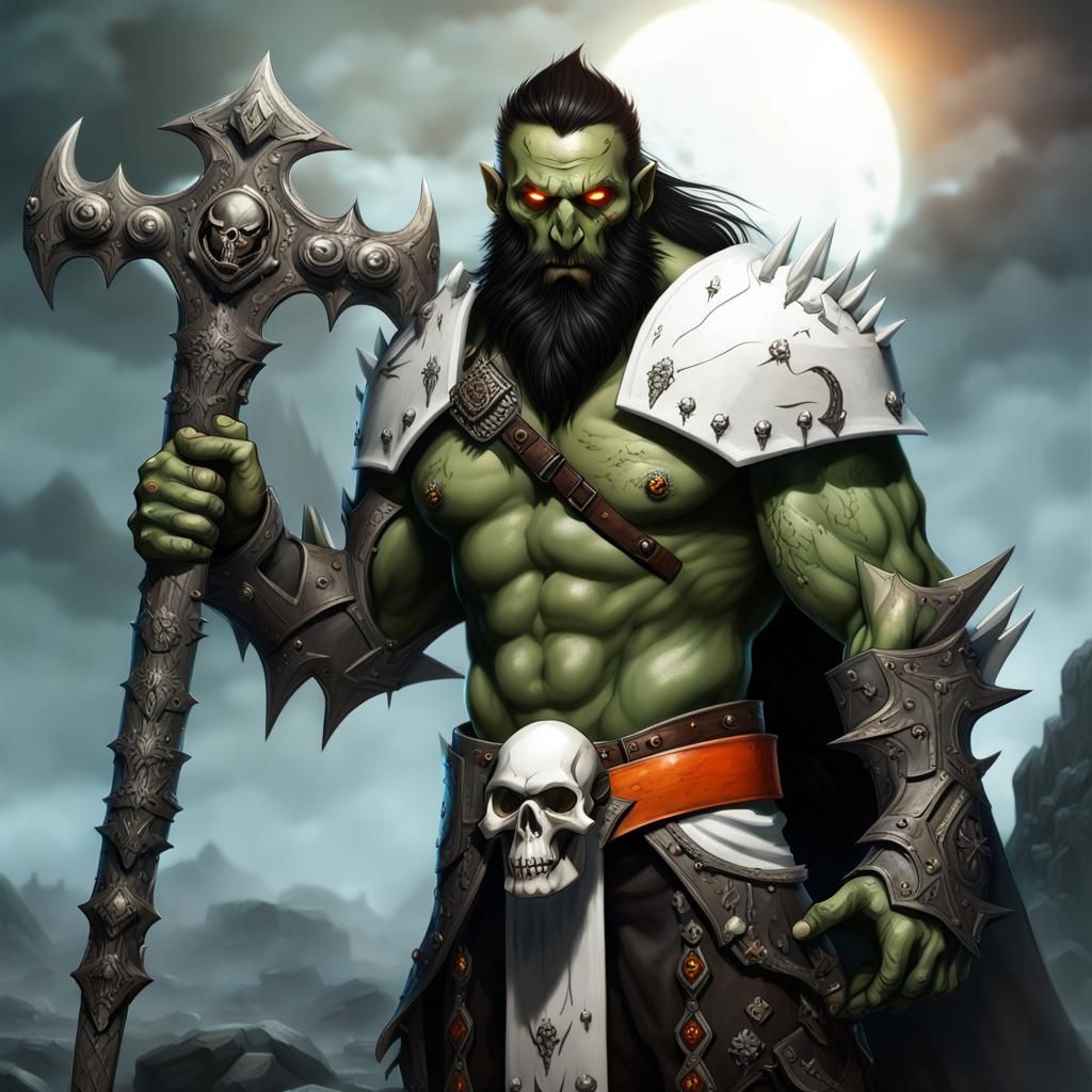 Orc Paladin with Warhammer in Graveyard Concept Art