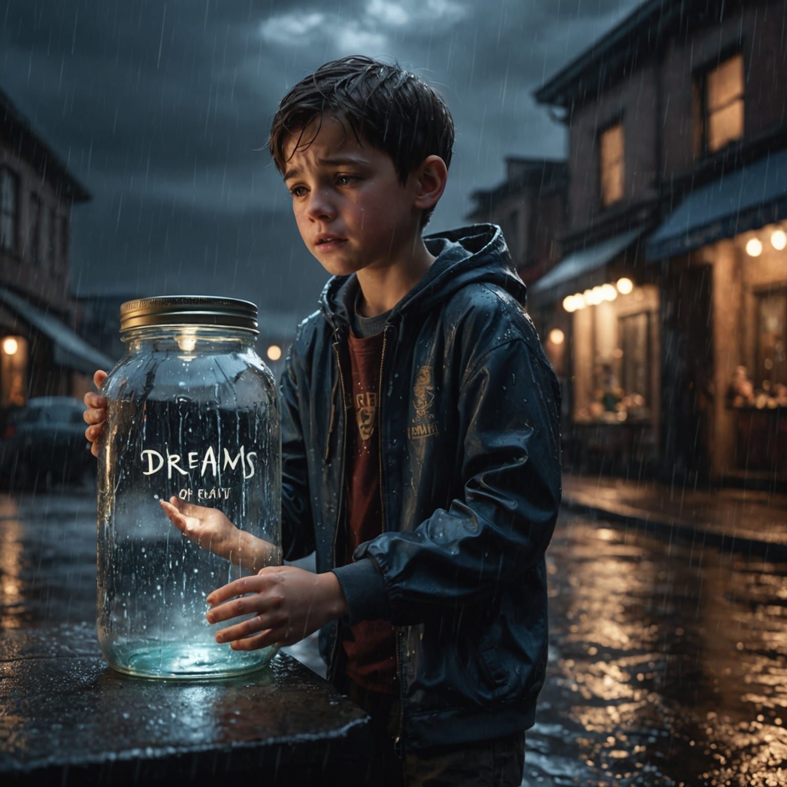 Boy with Jars of Dreams and Reality