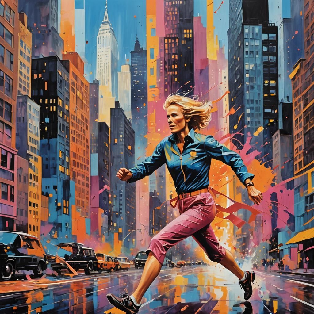 Grete Waitz Runs a Fantastical New York Cityscape