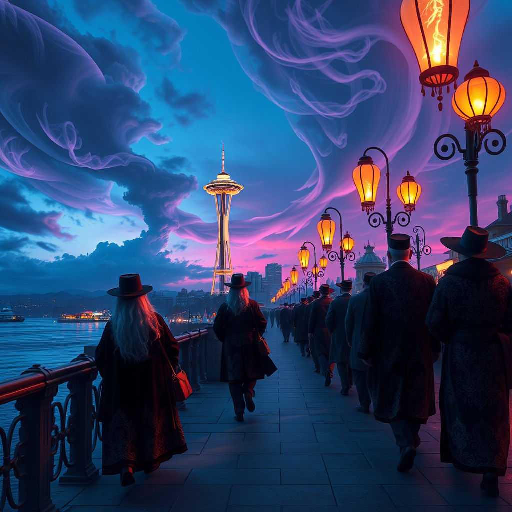 Seattle Waterfront: Hasidic Jews in Fantasy Art