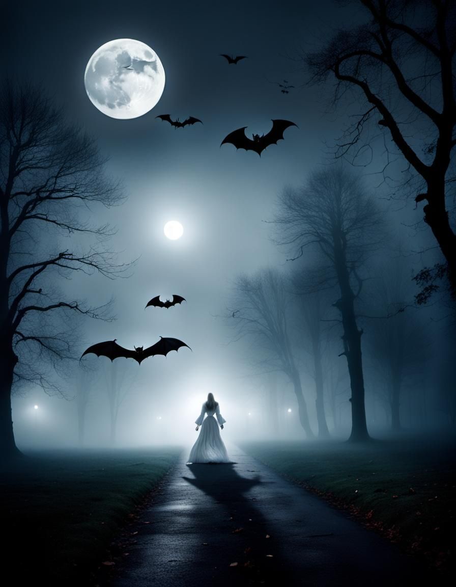 Campy Vampire Chases Blonde Girl Through Dark Foggy Transylv...