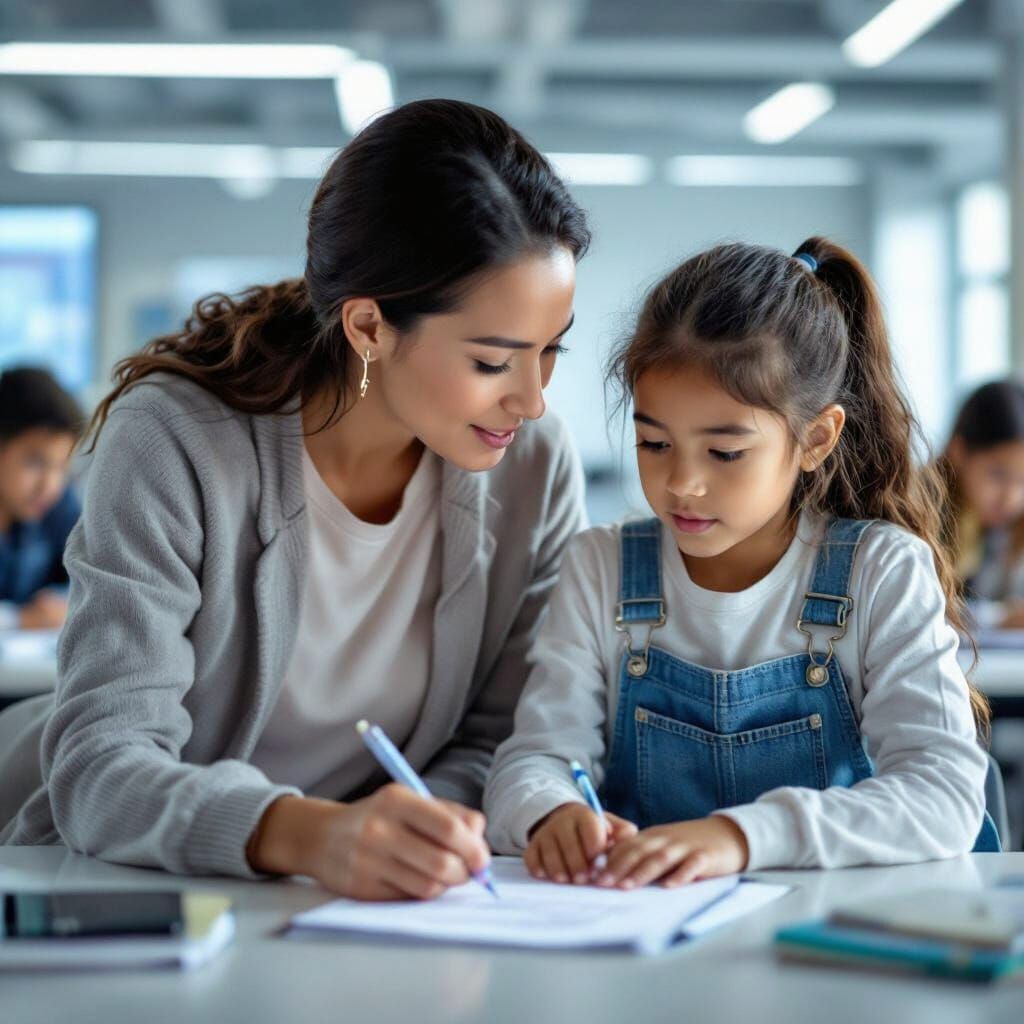 Futuristic Mother Helps Daughter With Homework