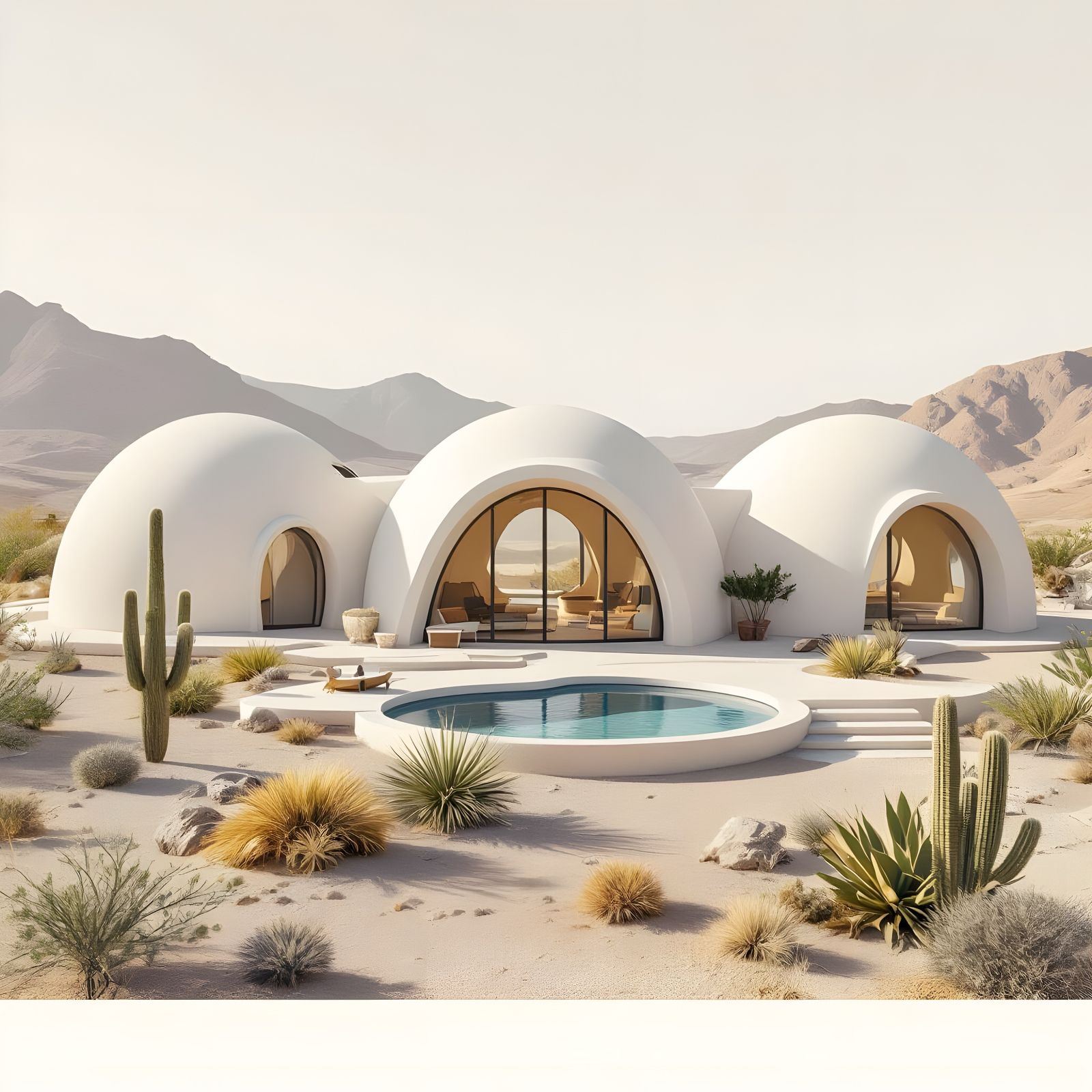 SuperAdobe Domes: Linear Arrangement with Biopiscina