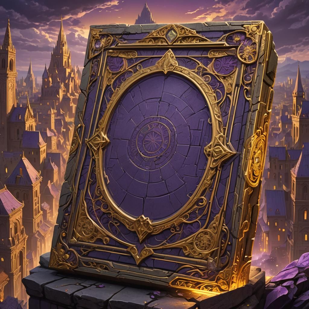 Mystical City Map on Ancient Tablet in Dark Fantasy Style