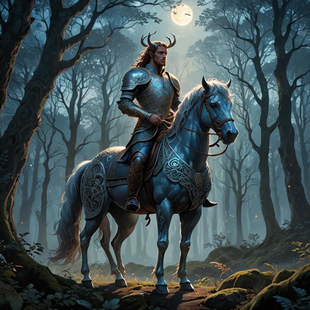Regal Centaur in Misty Forest Concept Art