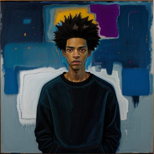 Enigmatic Youth in Mystical Night Sky