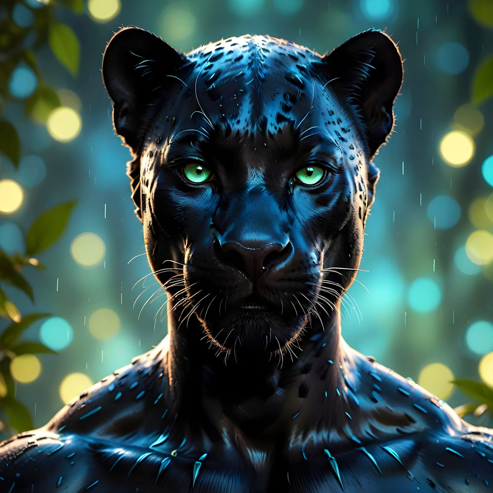 Hyperrealistic Portrait of a Human-Like Black Panther