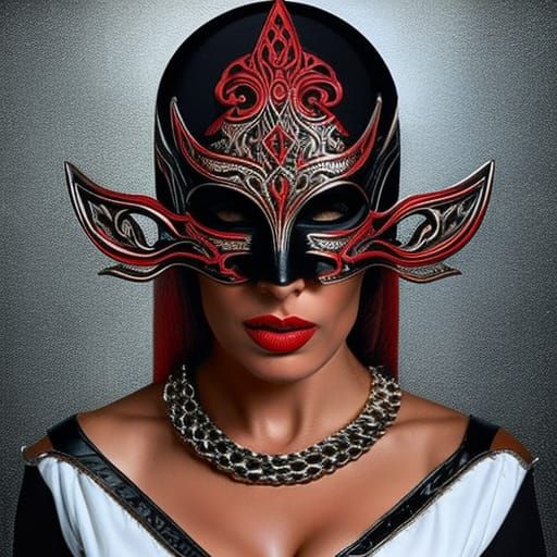 Intricate Dark Masquerade Mask Portrait in Photorealistic St...