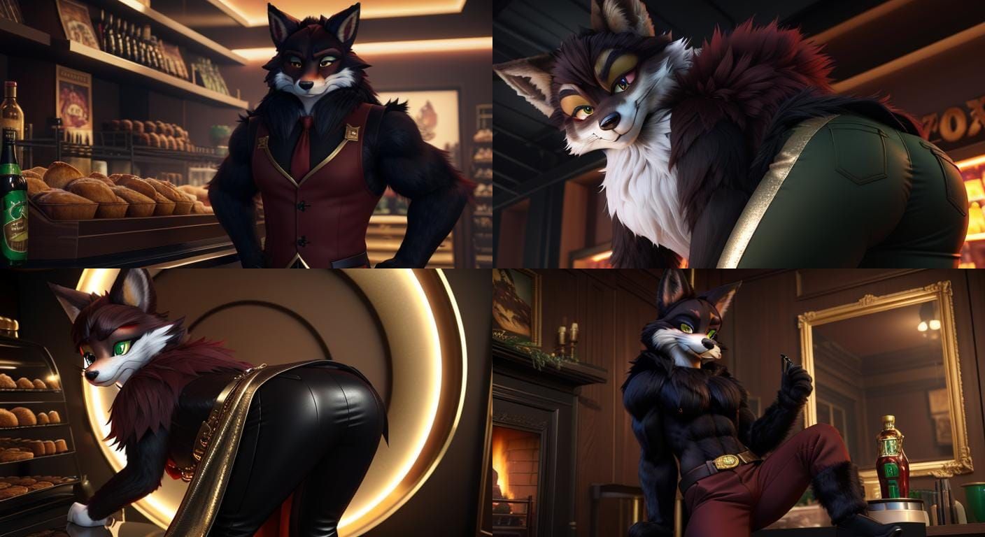 Masculine Fox Furry in Baker Outfit, 3D Render