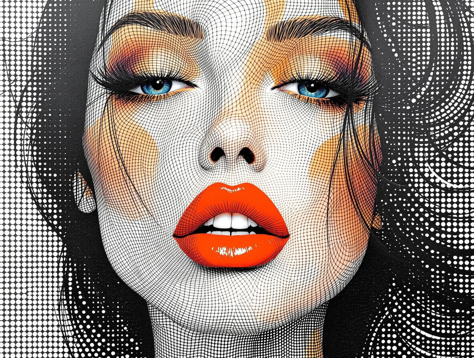 Vibrant Portrait in Abstract Halftone
