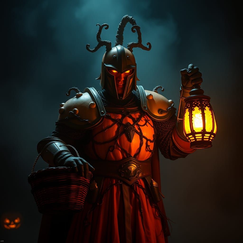 Pumpkin Knight Asks Trick or Treat in Cinematic Style