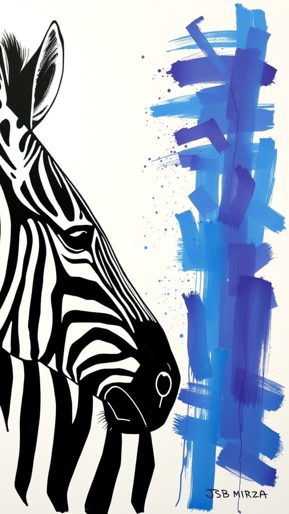 Zebra Silhouette in Abstract Expressionist Style
