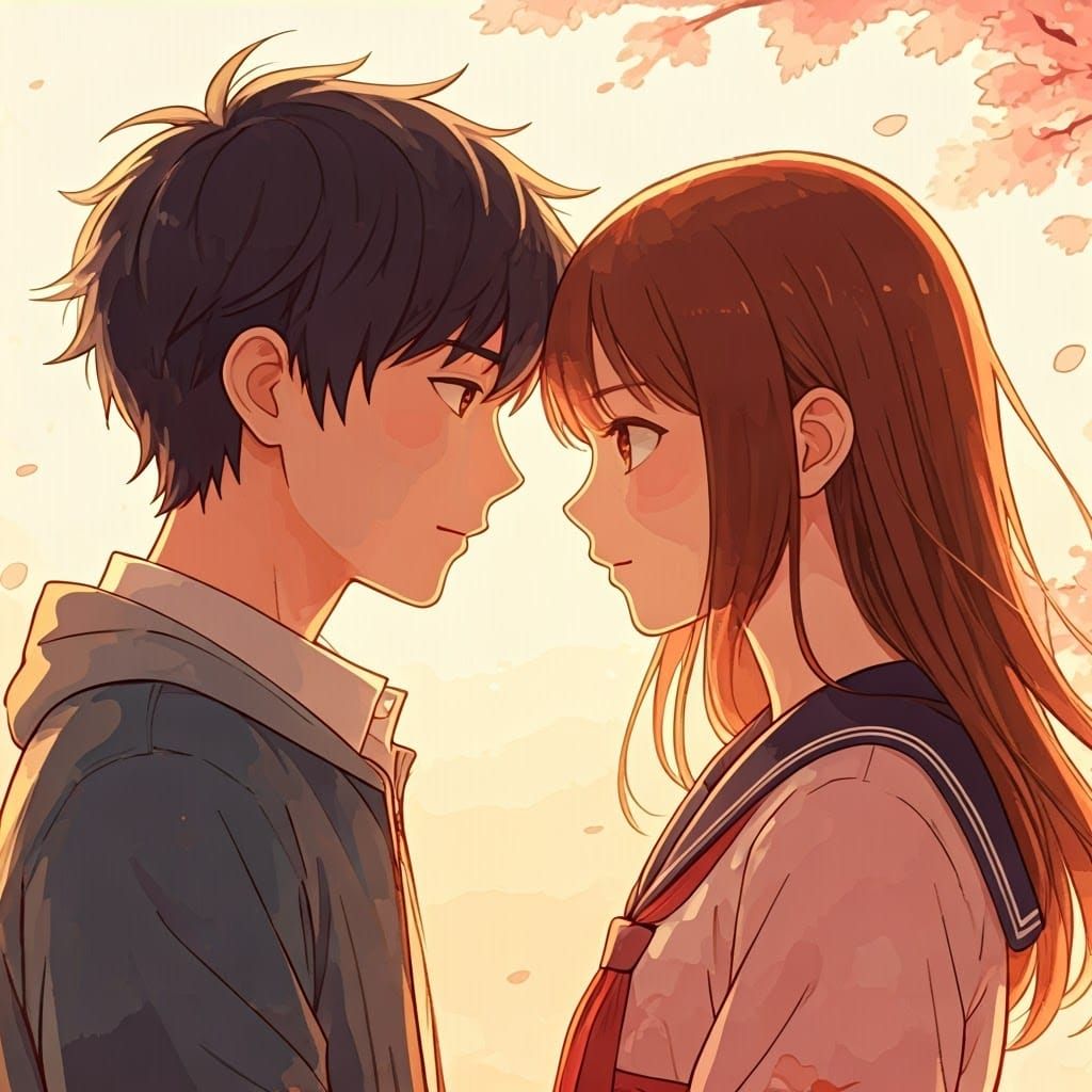 Romantic Anime Portraits of Teenage Love