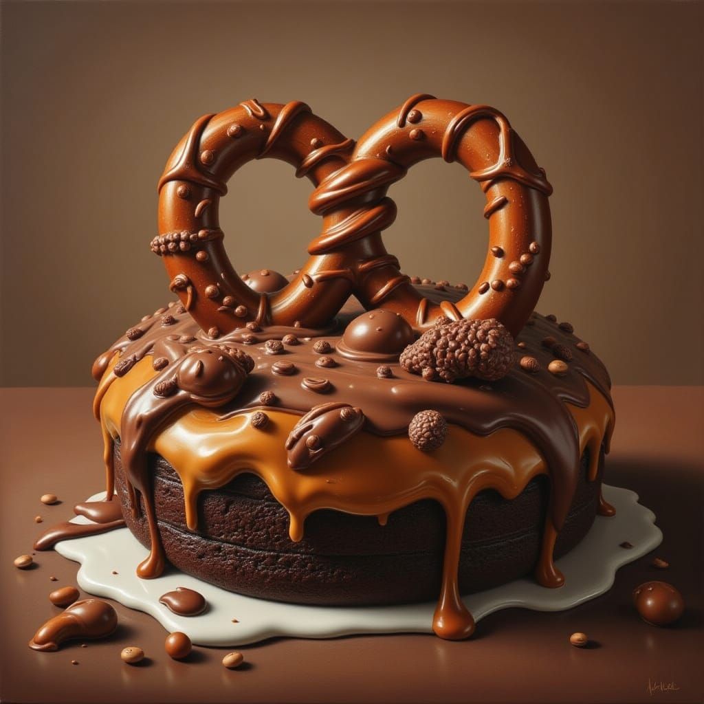 Gourmet Pretzel Cake with Chocolate and Caramel