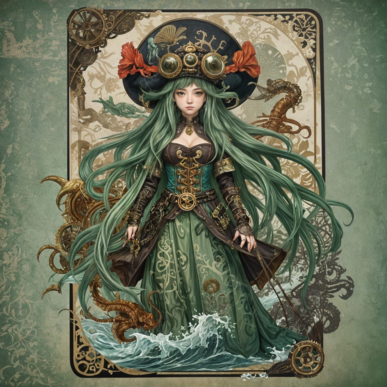 Green Squid, Sky Pirate Captain, Female