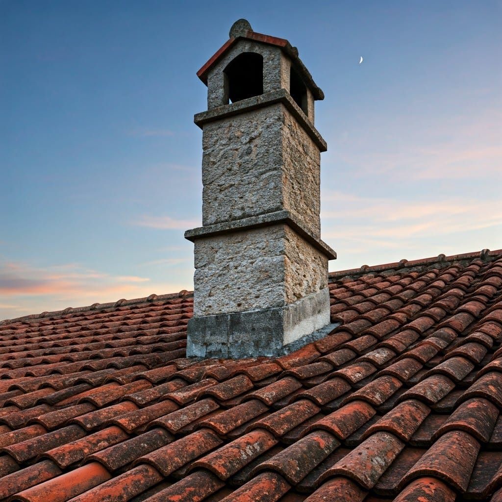 Terracotta Roof and Chimney in Romantic Landscape Style