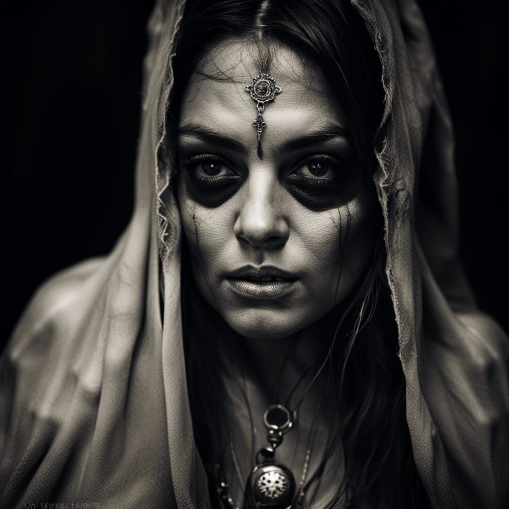 Santa Muerte Portrait in Close-Up