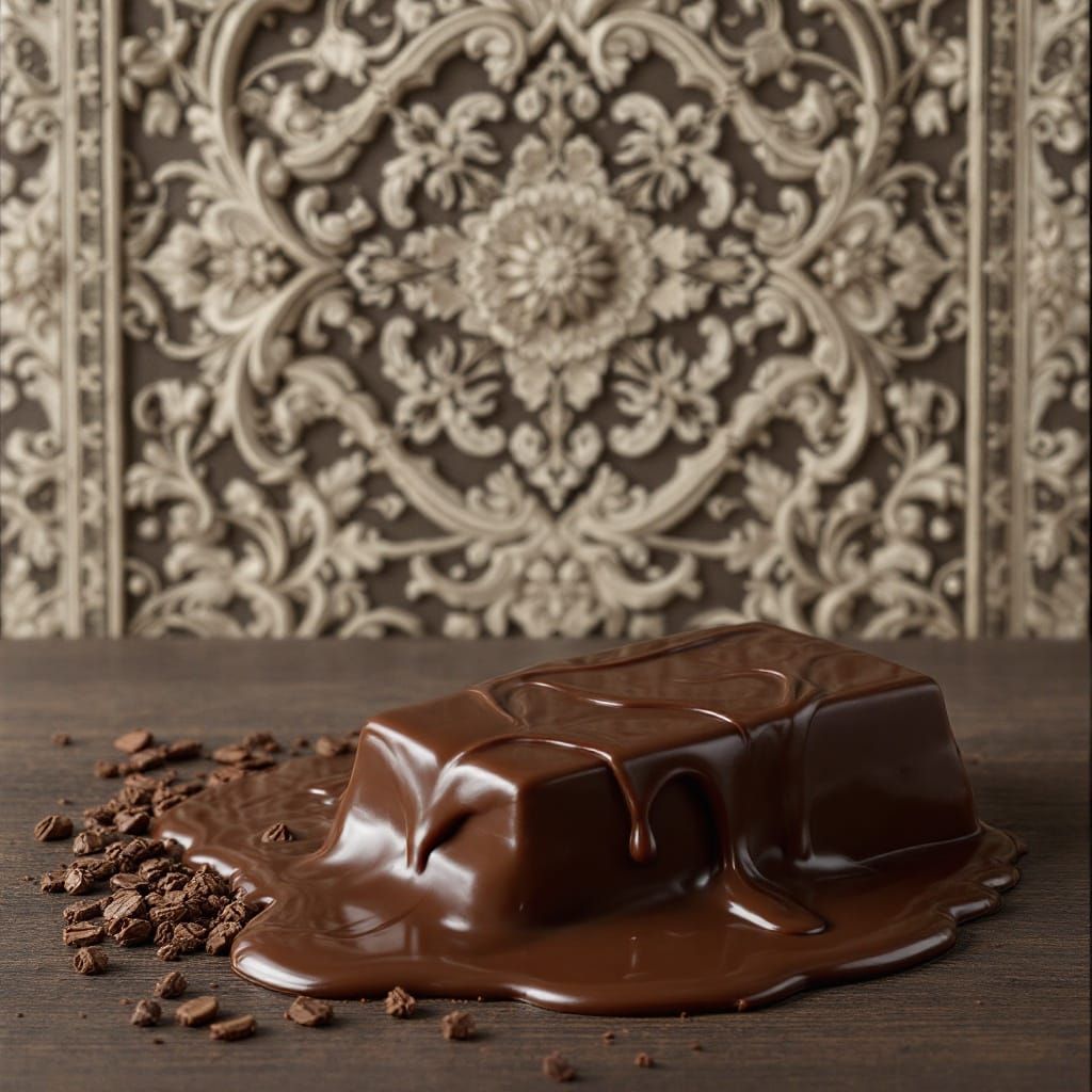 Melting Chocolate on Dark Wooden Surface in Italian Kitchen