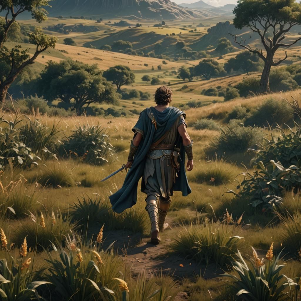 Biblical David Hiding: Detailed Matte Painting