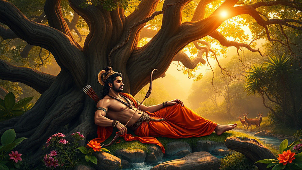 Lord Ram Resting Under Banyan Tree