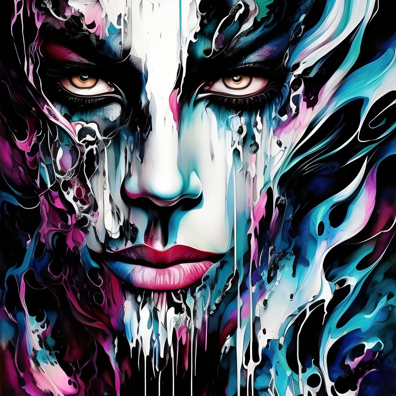 Grim Reaper Portrait in Ink Flow Style