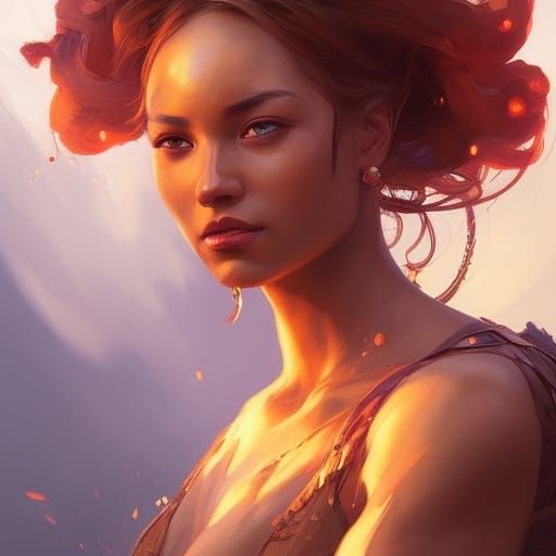 Fire Goddess Portrait in Hyperdetailed Style