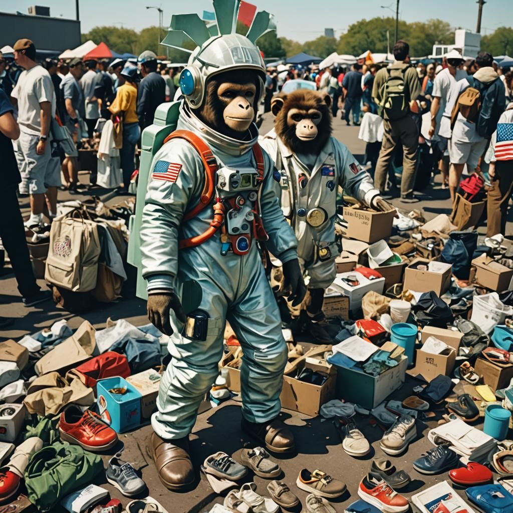 Surreal Statue of Liberty Flea Market Scene