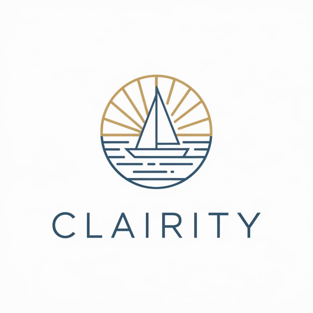 Minimalist Sailboat Logo with Geometric Sunrise