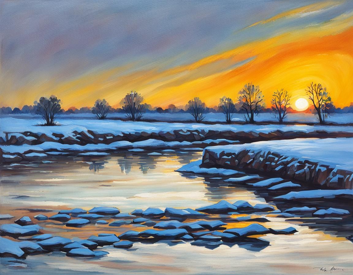 Picturesque Sunrise Over River Landscape