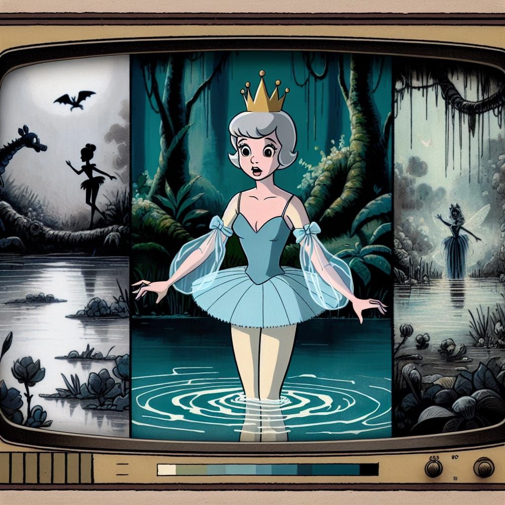 Princess in Eerie Jungle near a Dusky Lake