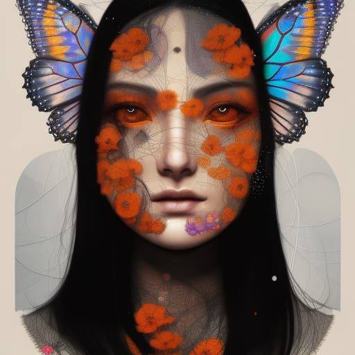 Woman with Butterflies: A Digital Painting