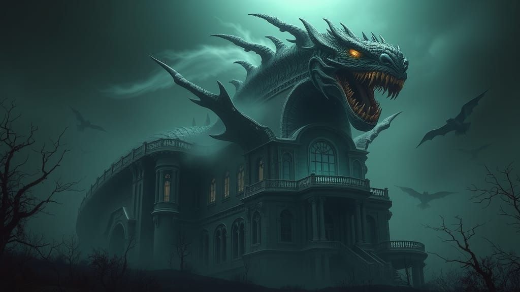 Surreal Haunted Abode in a Dark Fantasy Realm