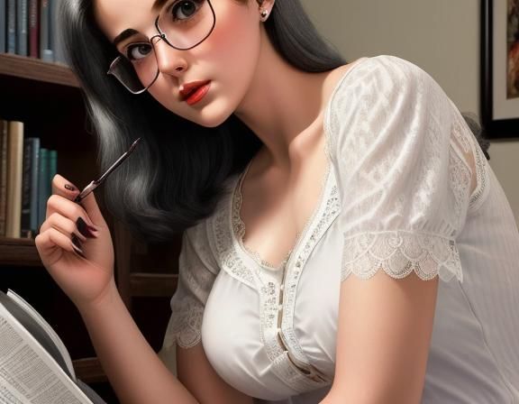 1930s College Co-Ed Nursing Student in Comic Art Style