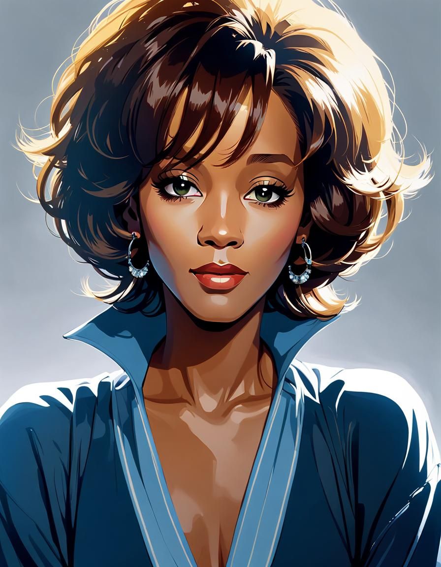 Anime Style Whitney Houston Digital Illustration