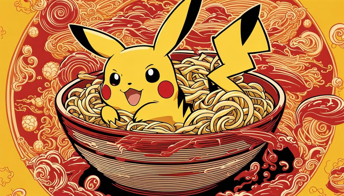 Pikachu Wrapped in Ramen Noodles